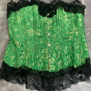 Dragon print lace corset
